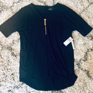 Grace Black Blouse with Gold Zipper